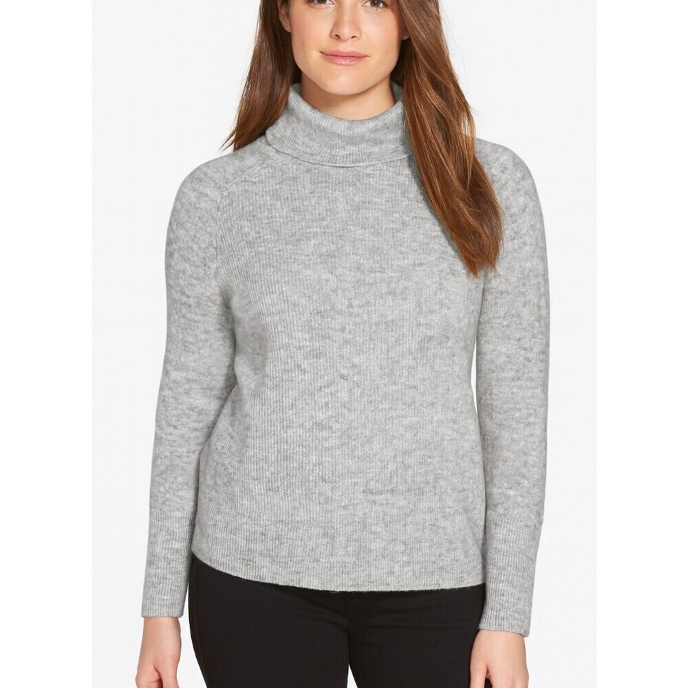 Banana Republic turtleneck sweater tan/cream Wool blend SZ LG stretch